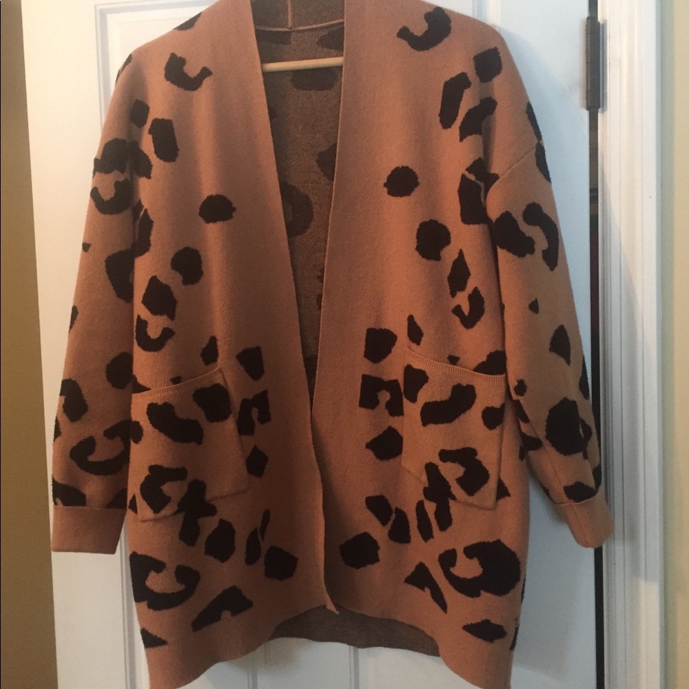Animal print open front cardigan